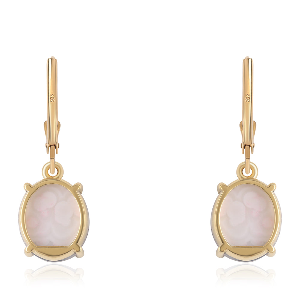 Arannyal Bevont Ezüst Fülbevaló Lila Drusy-val