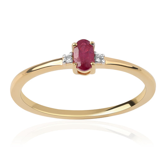 Arannyal Bevont Ezüst Gyűrű Mozambiquei Rubinnal és Fehér Topázzal