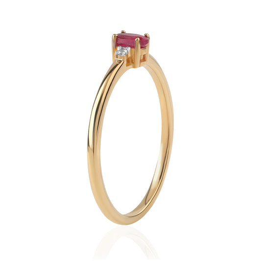 Arannyal Bevont Ezüst Gyűrű Mozambiquei Rubinnal és Fehér Topázzal