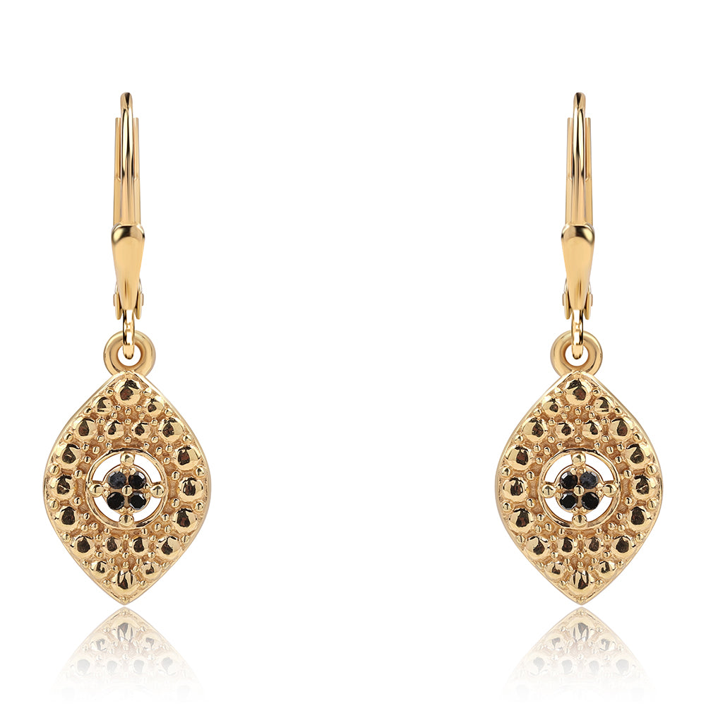 Arannyal Bevont Ezüst Fülbevaló Kék Gyémánttal 1 