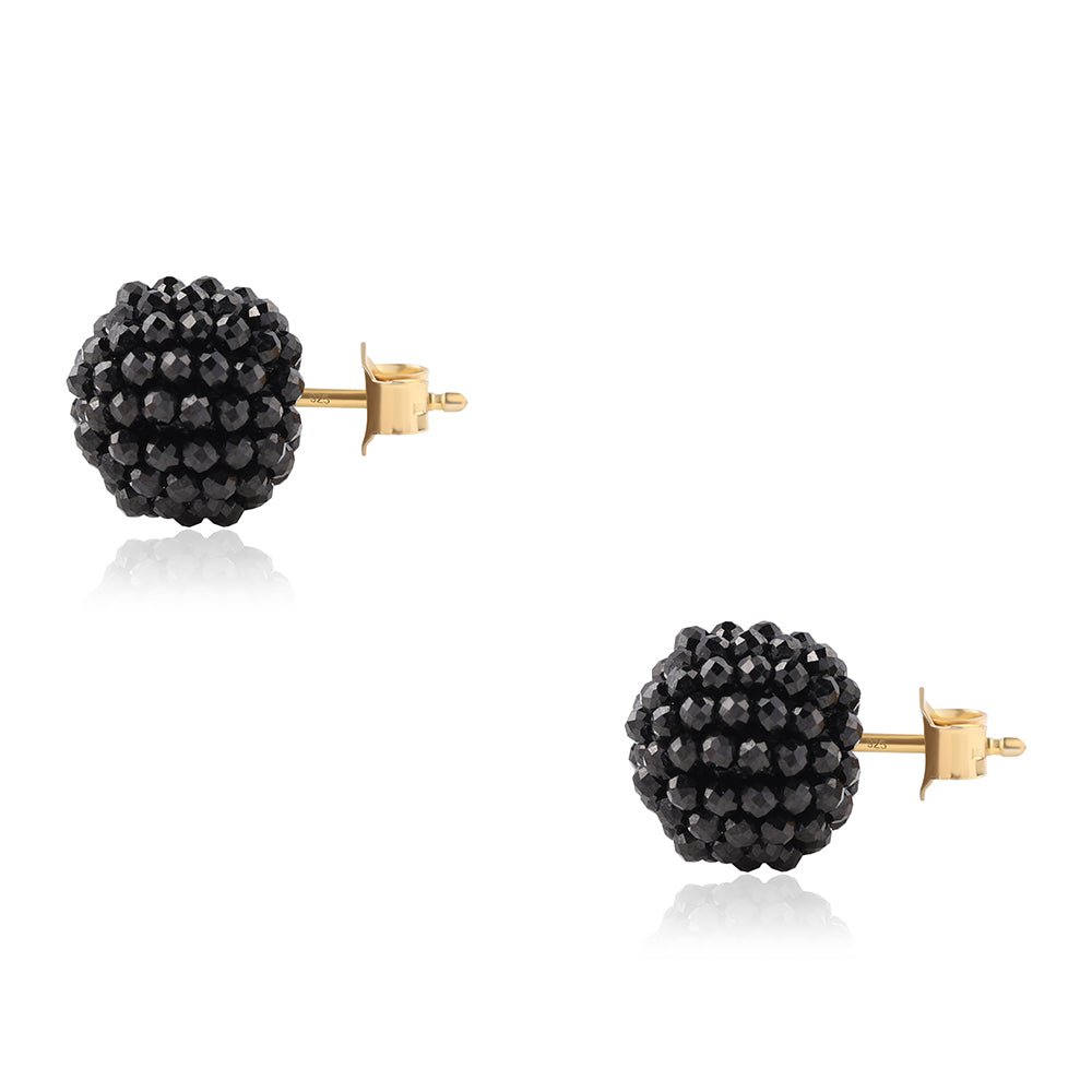 Arannyal Bevont Ezüst Fülbevaló Fekete Spinellel 3 