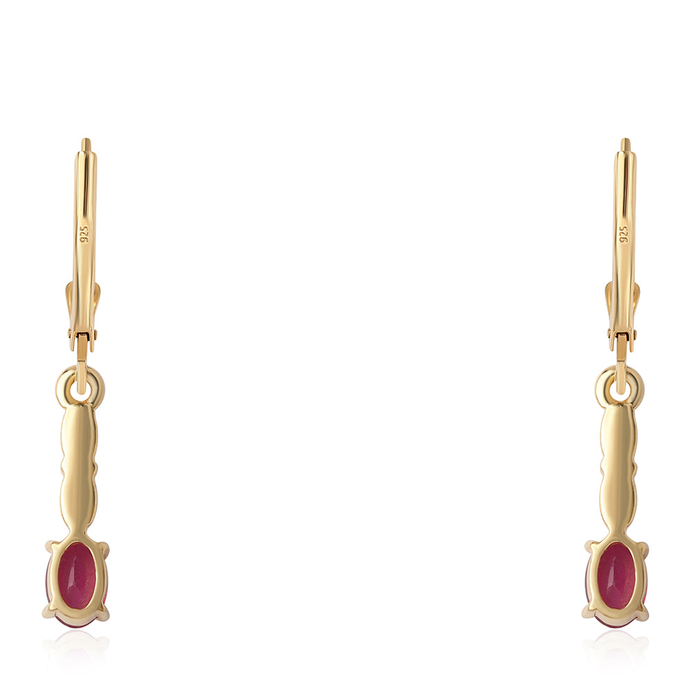 Arannyal Bevont Ezüst Fülbevaló Mozambiquei Rubinnal 3 