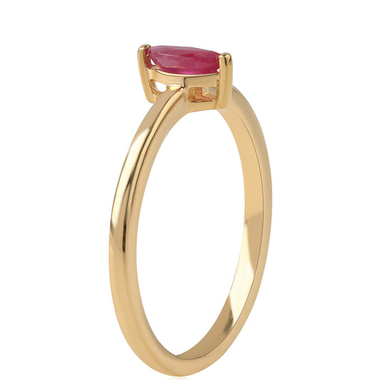 Arannyal Bevont Ezüst Gyűrű Mozambiquei Rubinnal