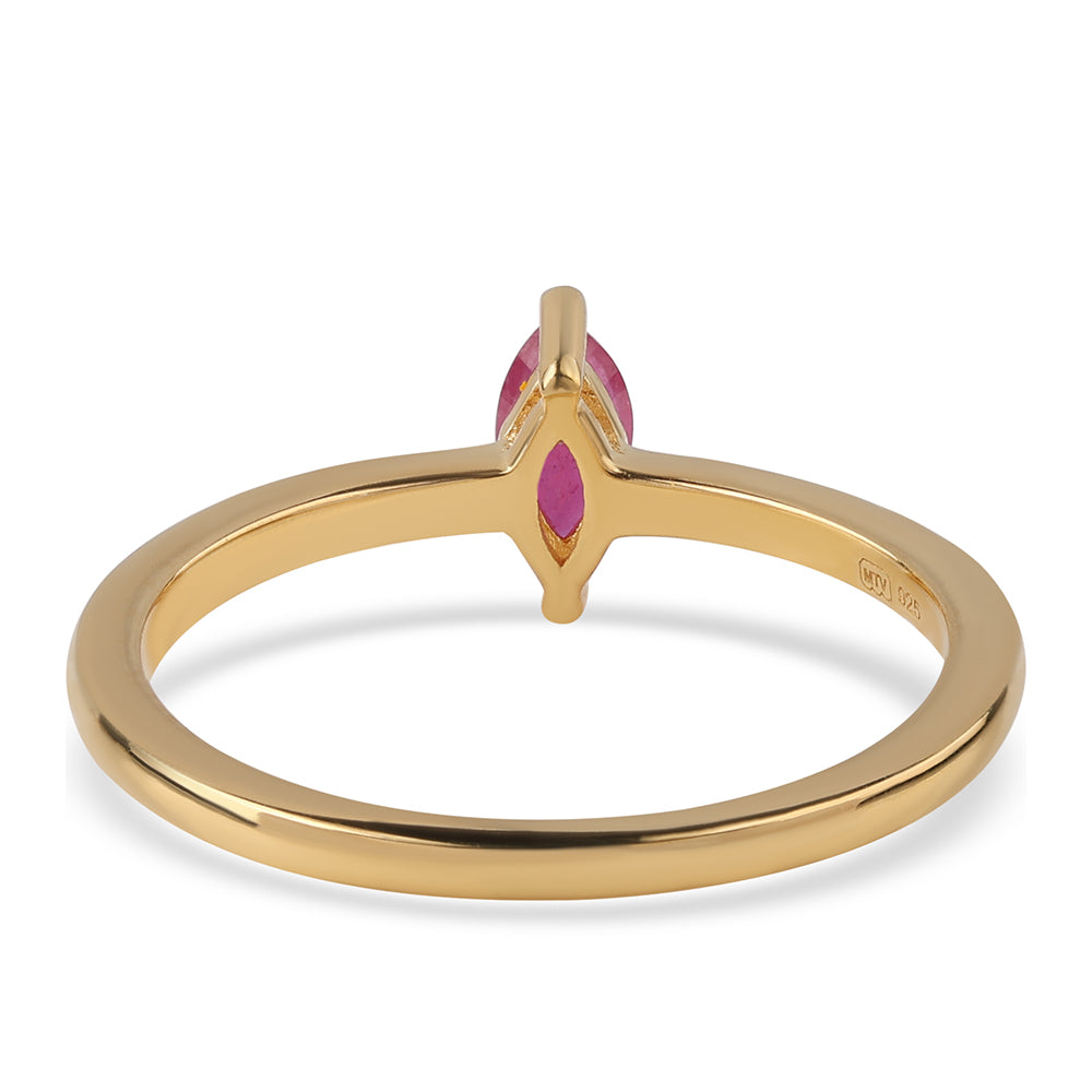 Arannyal Bevont Ezüst Gyűrű Mozambiquei Rubinnal