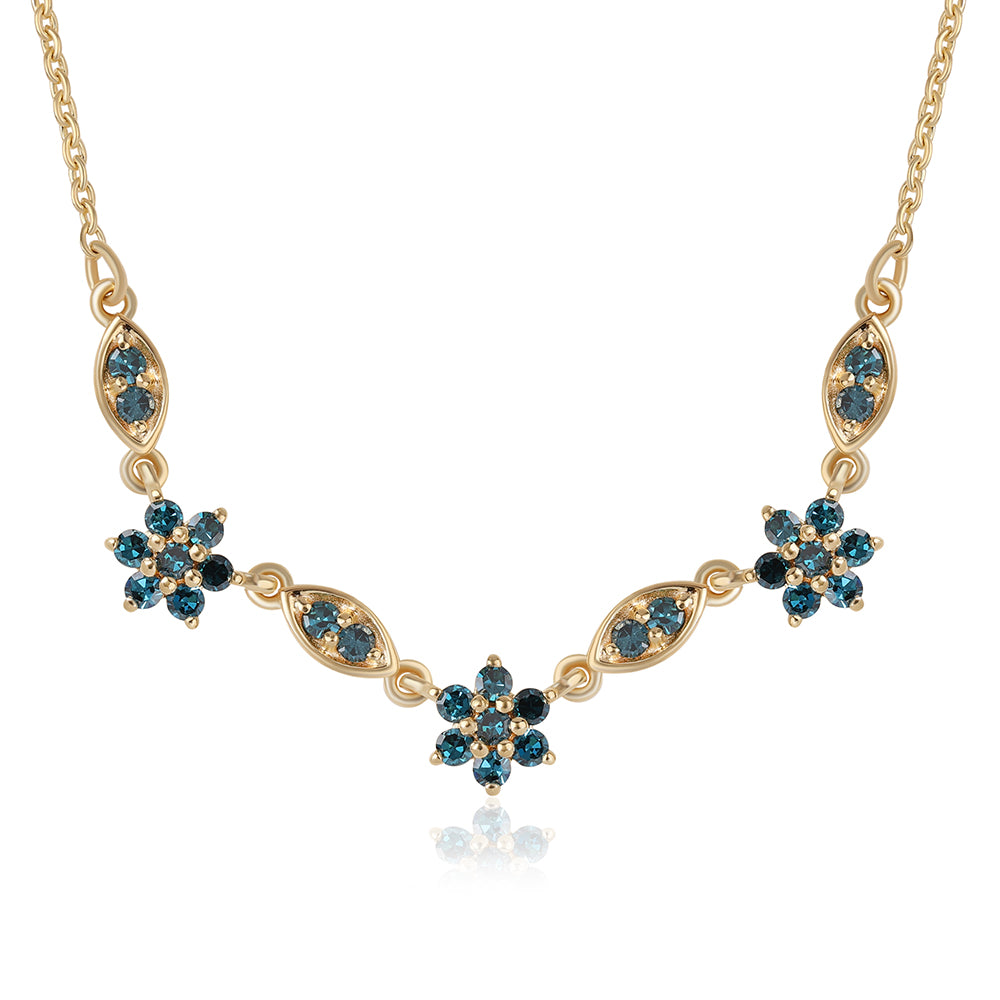 Arannyal Bevont Ezüst Nyaklánc Kék Gyémánttal