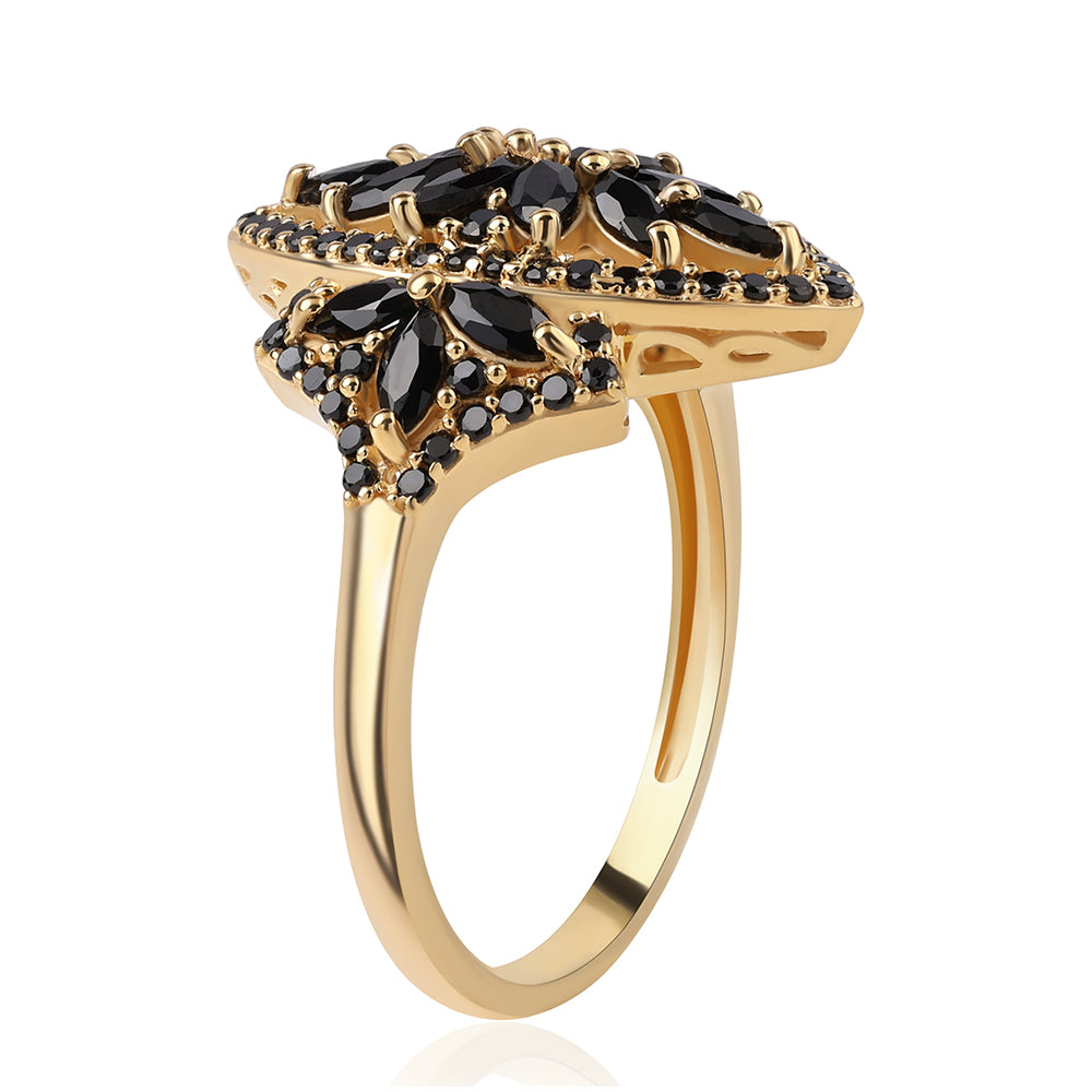 Arannyal Bevont Ezüst Gyűrű Fekete Spinellel 2 