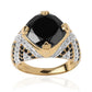 Arannyal Bevont Ezüst Gyűrű Fekete Spinellel és Fehér Topázzal