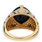 Arannyal Bevont Ezüst Gyűrű Fekete Spinellel és Fehér Topázzal