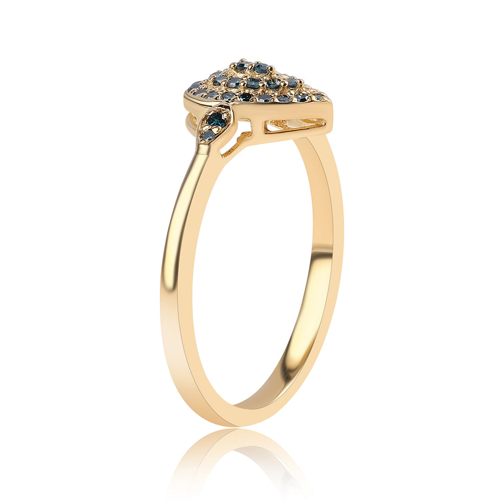 Arannyal Bevont Ezüst Gyűrű Kék Gyémánttal 2 