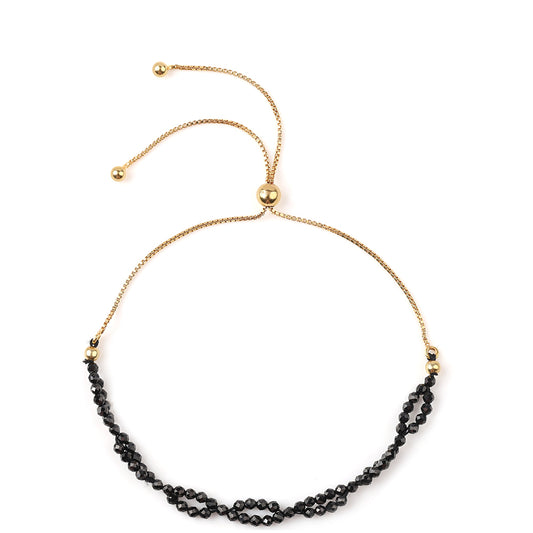 Arannyal Bevont Ezüst Karkötő Fekete Spinellel