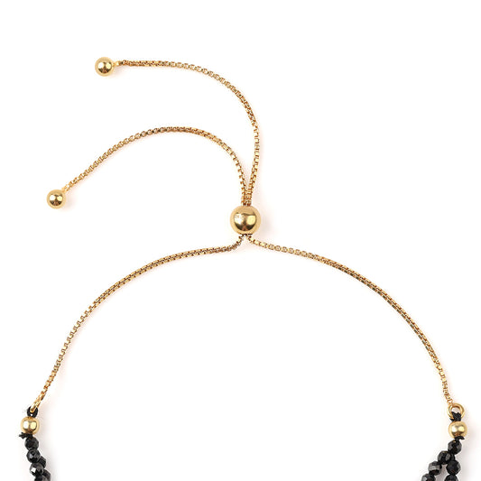 Arannyal Bevont Ezüst Karkötő Fekete Spinellel