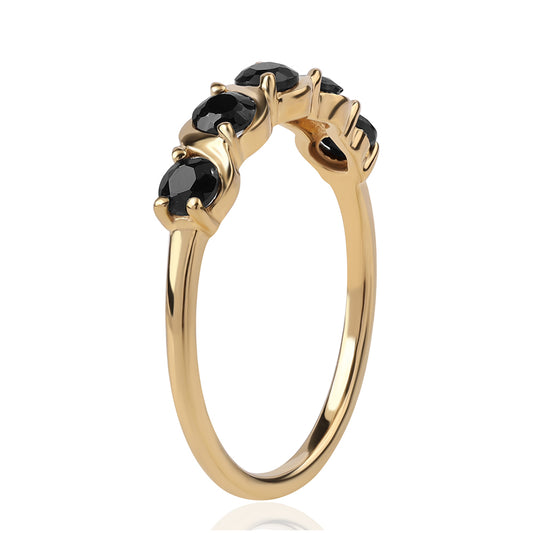Arannyal Bevont Ezüst Gyűrű Fekete Spinellel
