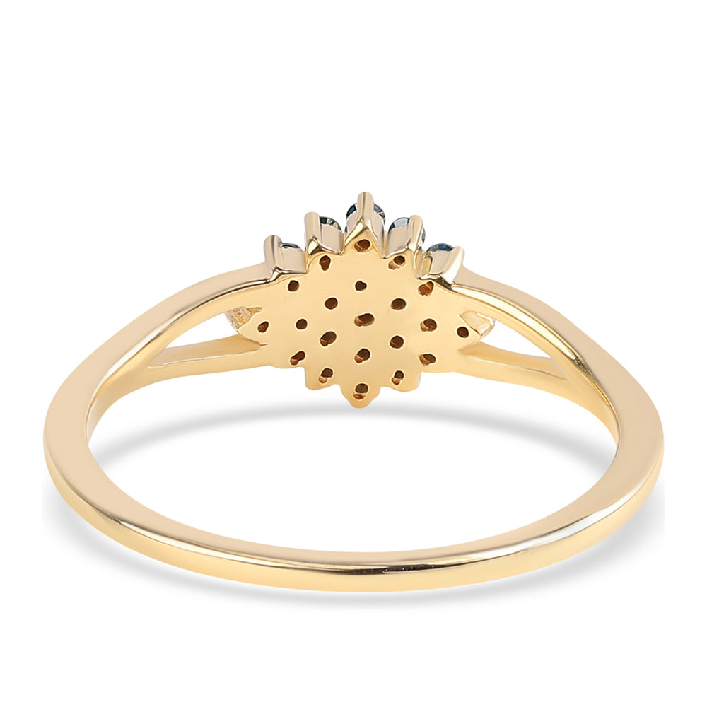 Arannyal Bevont Ezüst Gyűrű Kék Gyémánttal 3 