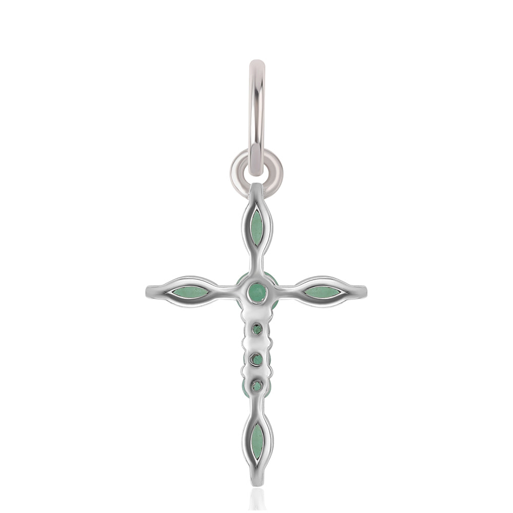 Kereszt Ezüst Medál Brazil Smaragddal