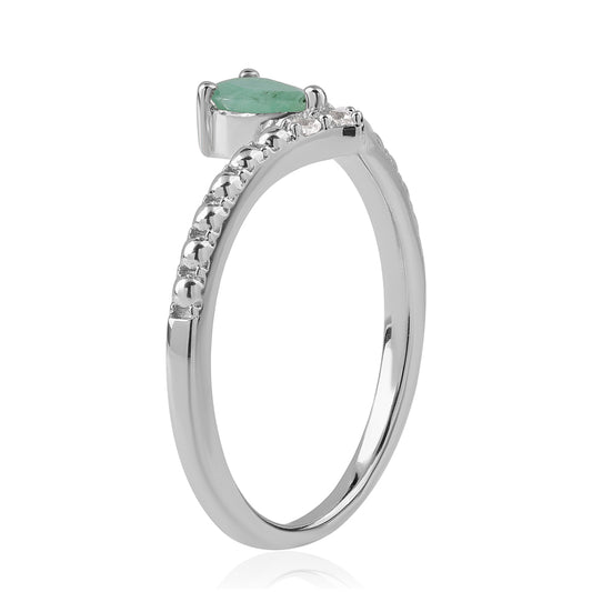 Ezüst Gyűrű Brazil Smaragddal és Fehér Topázzal