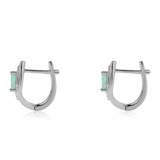 Ezüst Fülbevaló Brazil Smaragddal és Fehér Topázzal