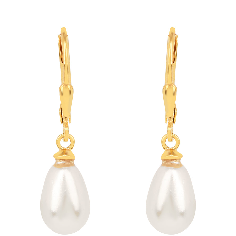 Arannyal Bevont Ezüst Fülbevaló Krém Édesvízi Kagylógyönggyel