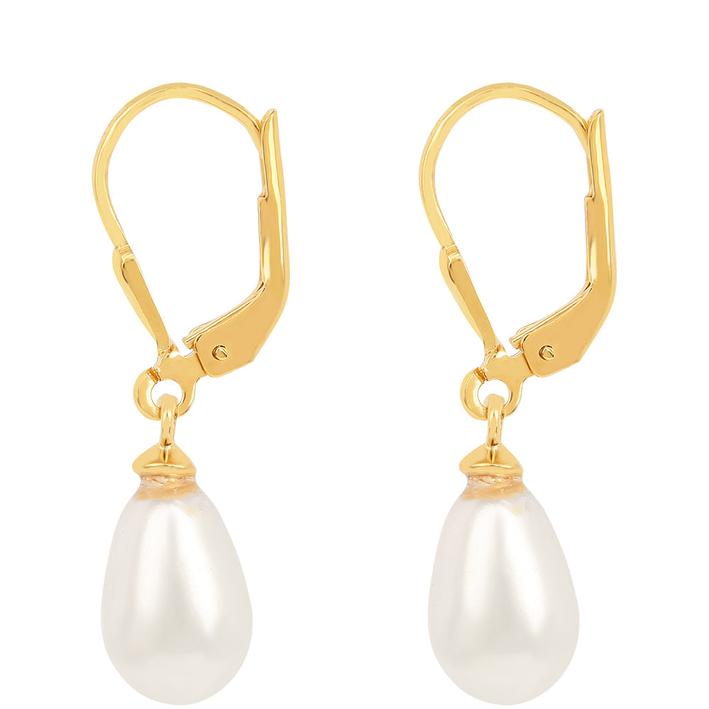 Arannyal Bevont Ezüst Fülbevaló Krém Édesvízi Kagylógyönggyel 2 