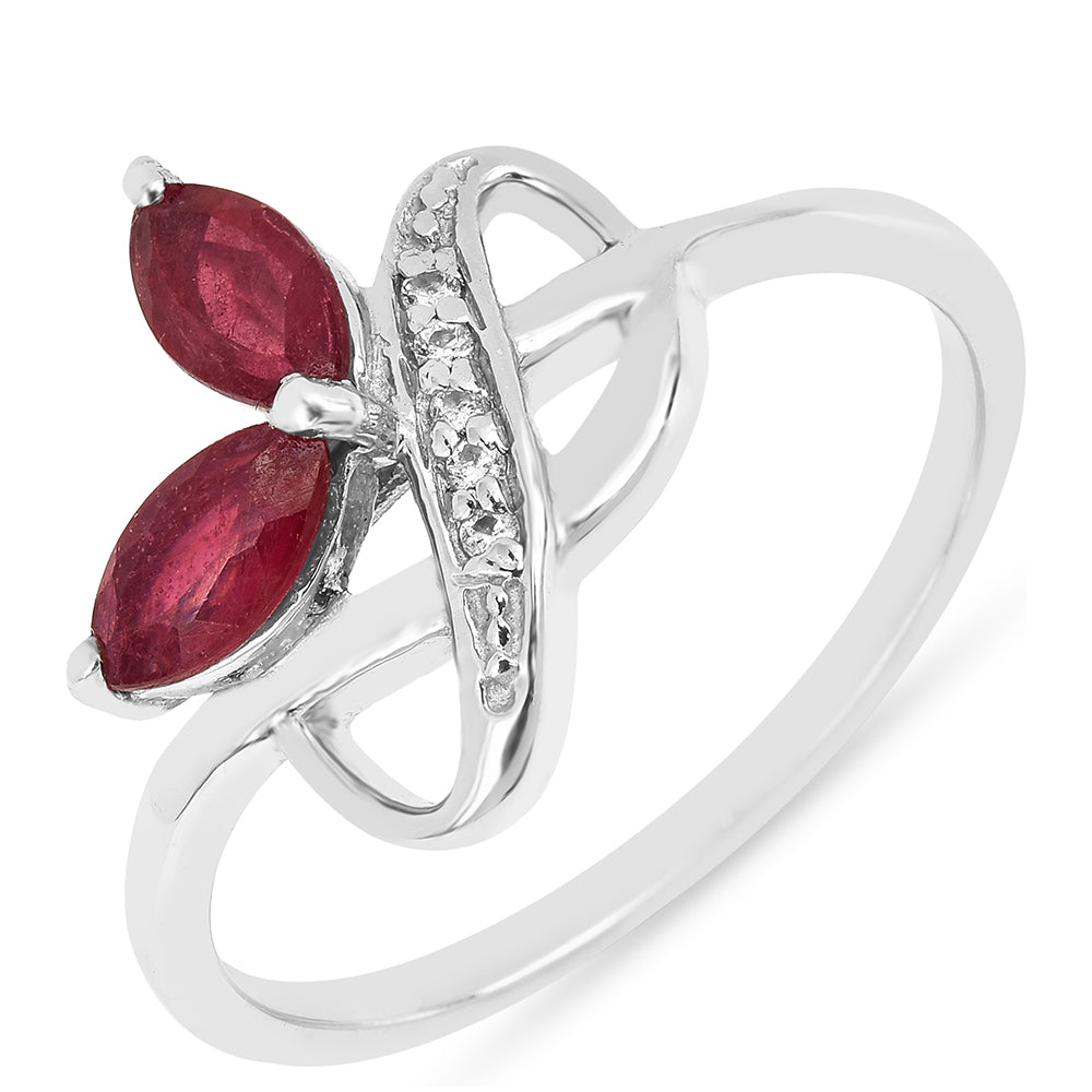 Ezüst Gyűrű Thai Rubinnal és Fehér Cirkónnal 1 