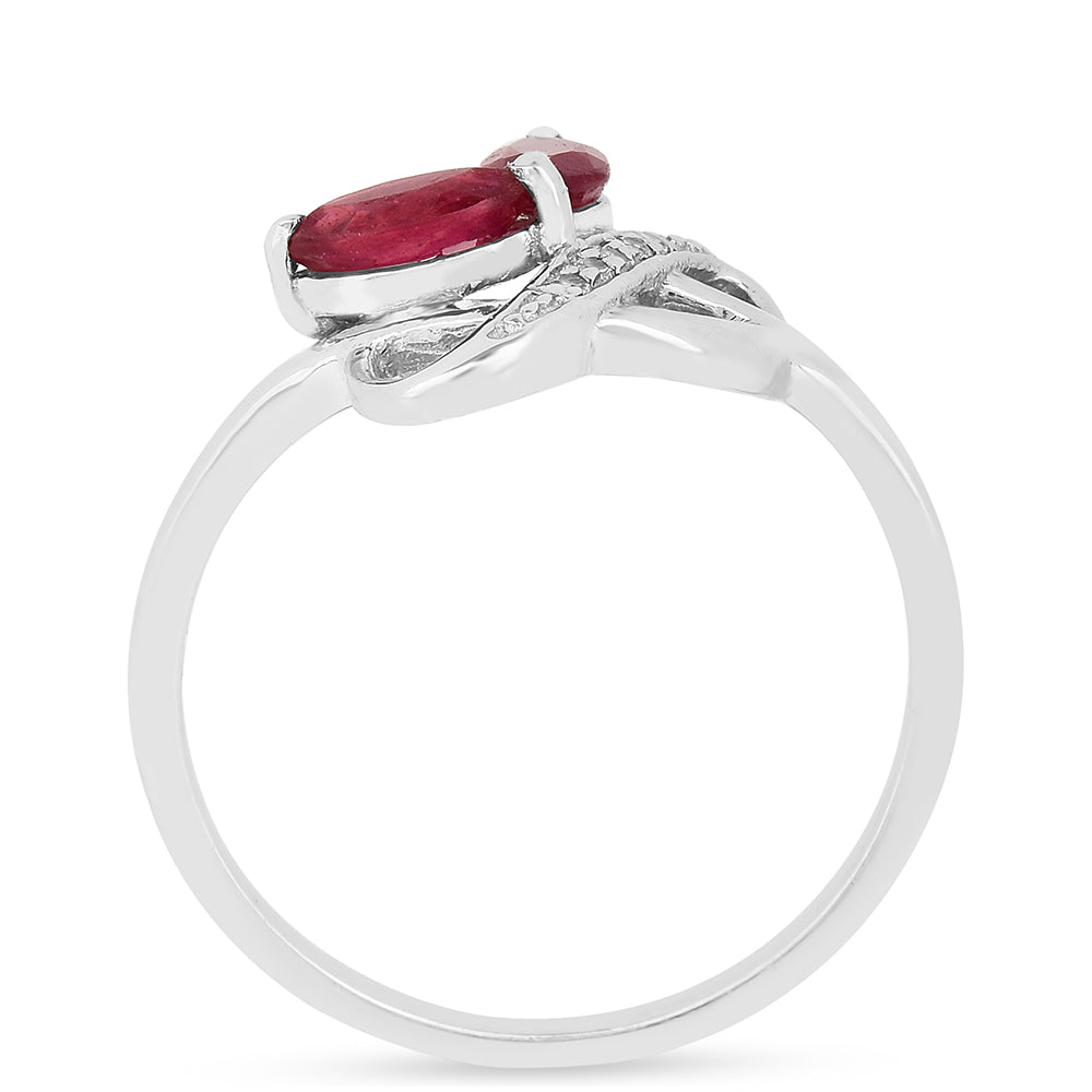 Ezüst Gyűrű Thai Rubinnal és Fehér Cirkónnal
