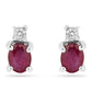 Ezüst Fülbevaló Thai Rubinnal és Fehér Cirkónnal