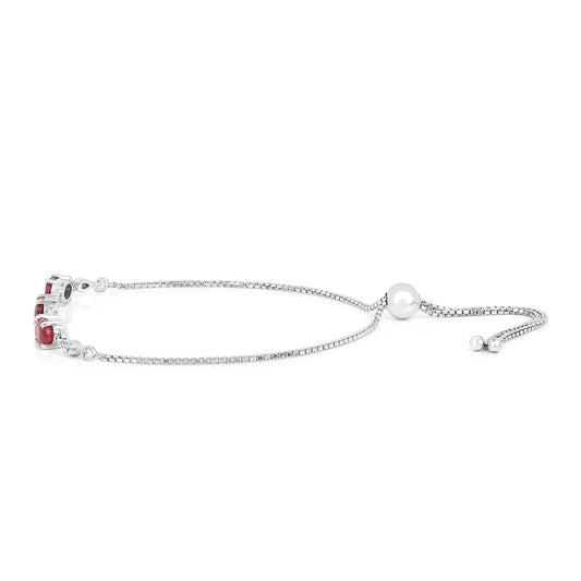 Ezüst Karkötő Thai Rubinnal és Fehér Cirkónnal