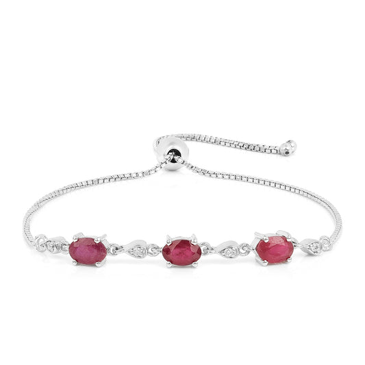 Ezüst Karkötő Thai Rubinnal és Fehér Cirkónnal