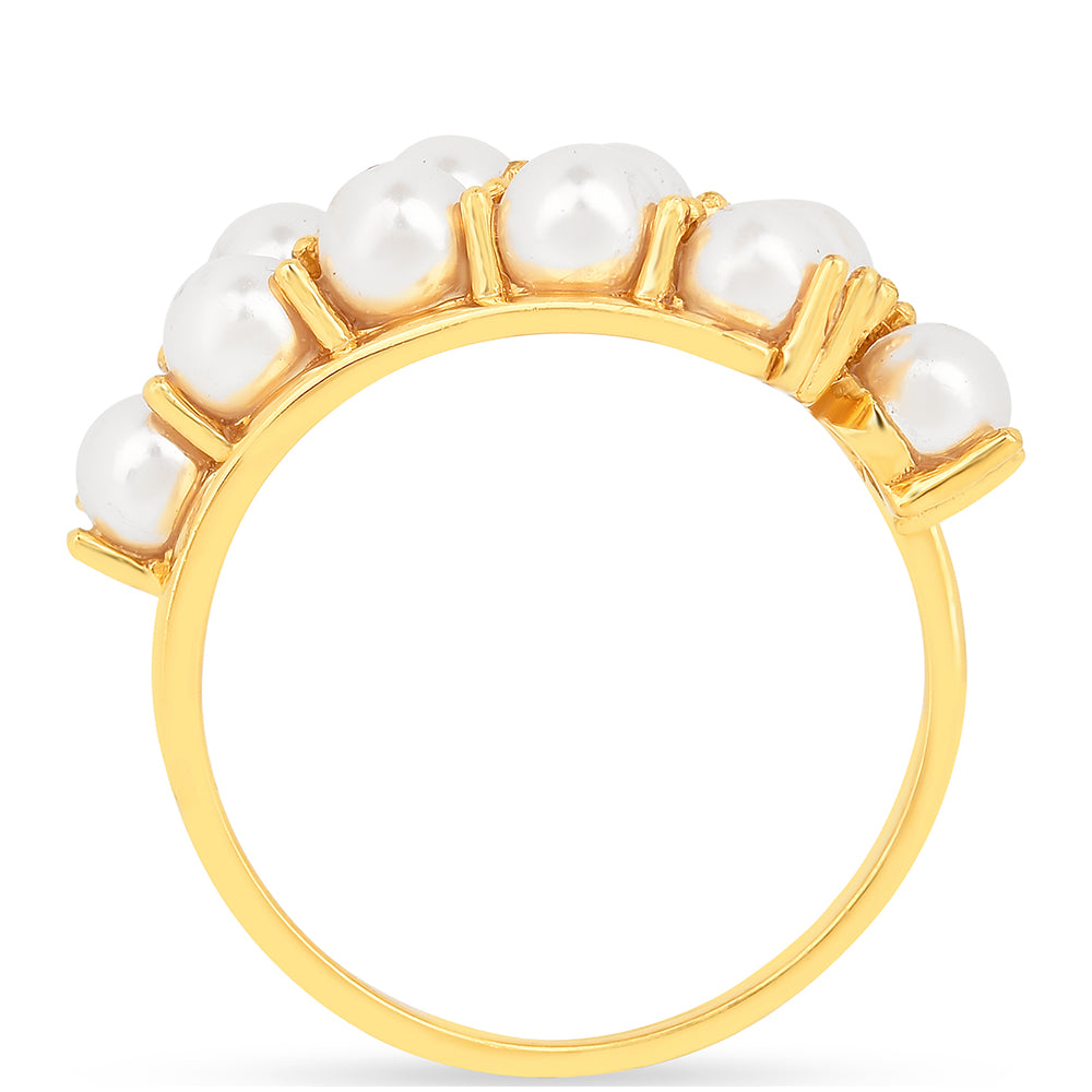 Arannyal Bevont Ezüst Gyűrű Krém Édesvízi Kagylógyönggyel 3 