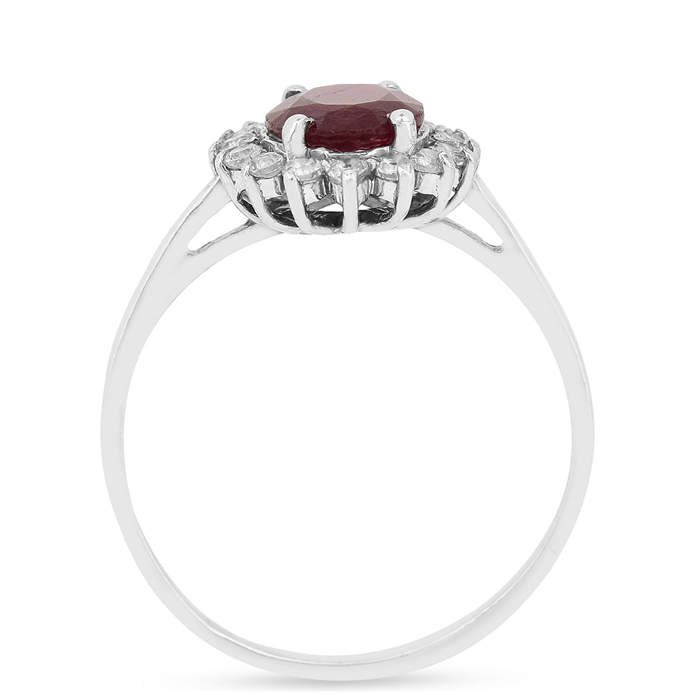 Ezüst Gyűrű Thai Rubinnal és Fehér Cirkónnal 3 