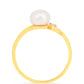Arannyal Bevont Ezüst Gyűrű Krém Édesvízi Kagylógyönggyel és Fehér Cirkónnal