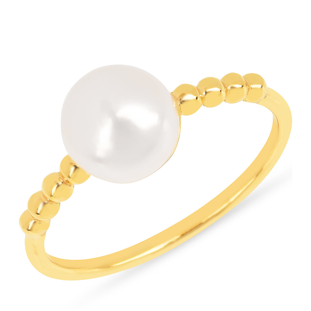 Arannyal Bevont Ezüst Gyűrű Krém Édesvízi Kagylógyönggyel 1 