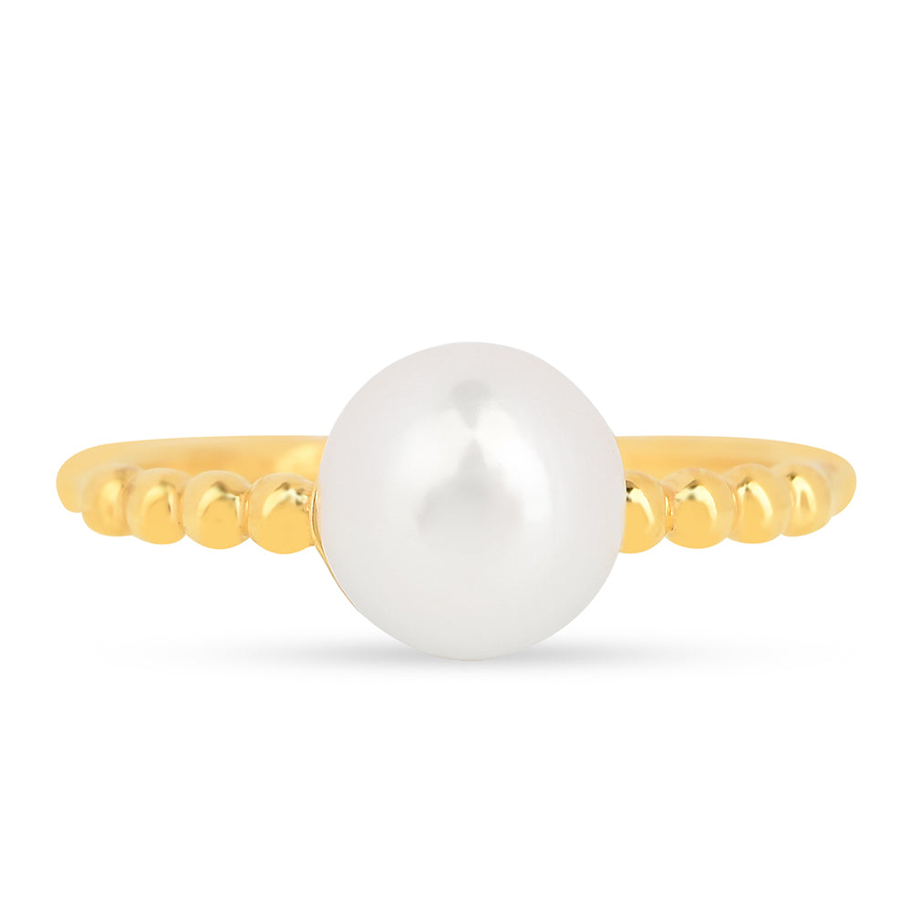 Arannyal Bevont Ezüst Gyűrű Krém Édesvízi Kagylógyönggyel 2 