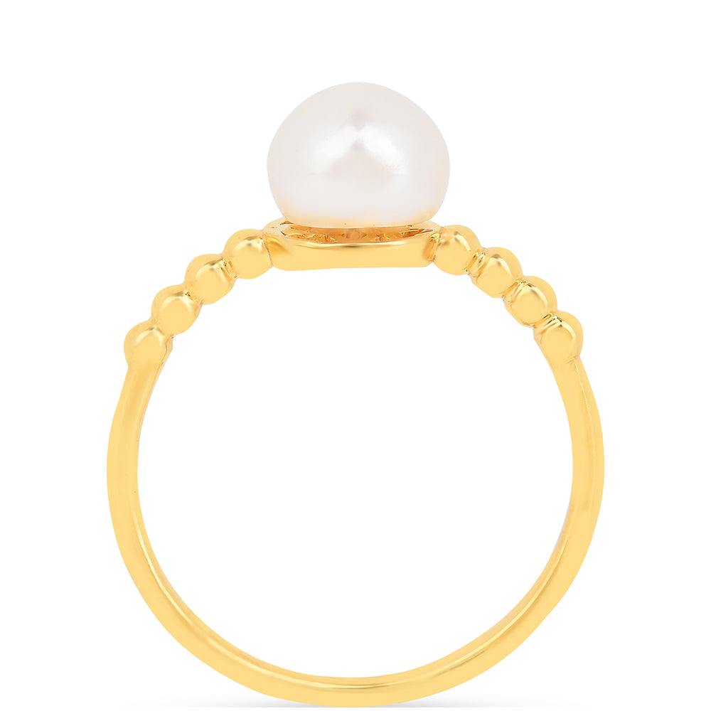 Arannyal Bevont Ezüst Gyűrű Krém Édesvízi Kagylógyönggyel 3 