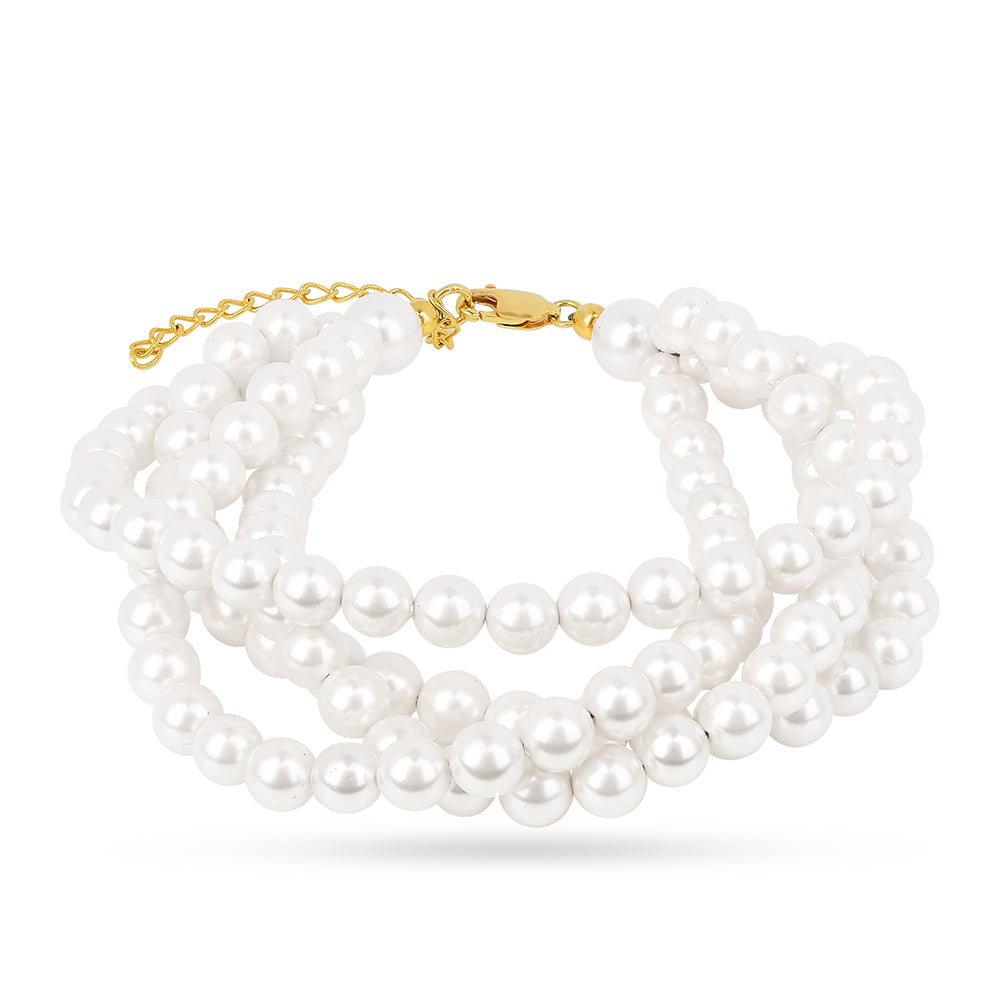 Arannyal Bevont Ezüst Karkötő Krém Édesvízi Kagylógyönggyel 1 