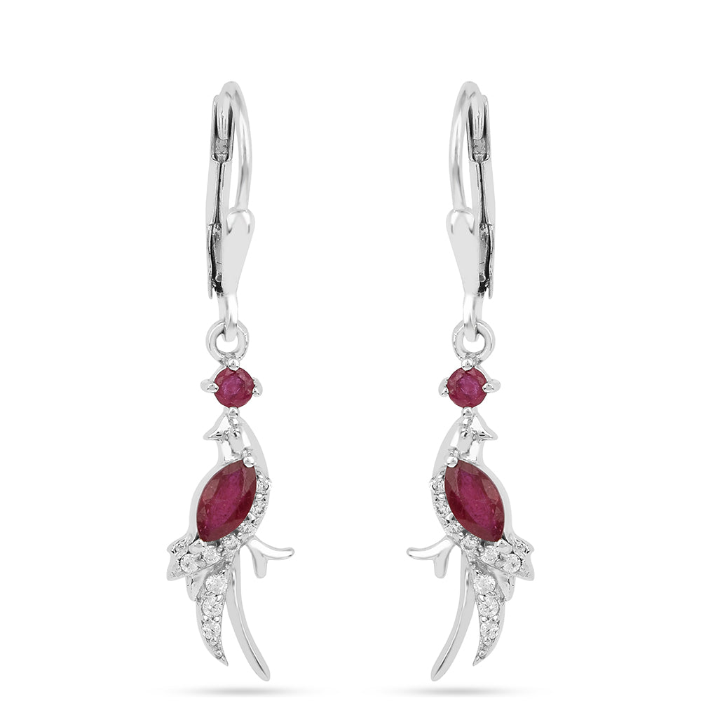 Ezüst Fülbevaló Thai Rubinnal