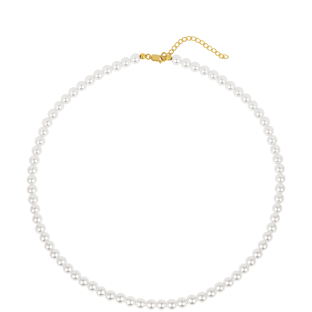 Arannyal Bevont Ezüst Nyaklánc Krém Édesvízi Kagylógyönggyel 1 