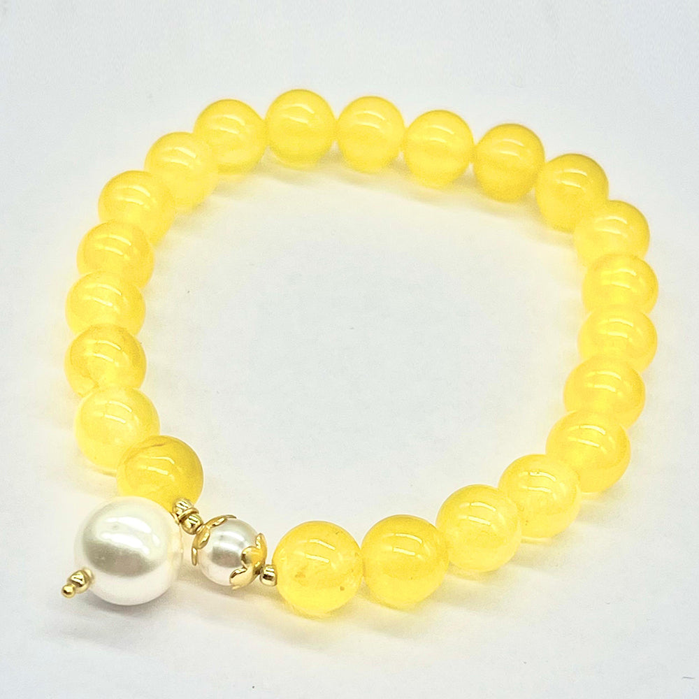 Arannyal Bevont Ezüst Karkötő Marsden River-i Sárga Jadeittel és Üveggyönggyel