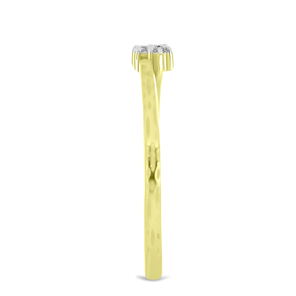 Arannyal Bevont Ezüst Gyűrű Fehér Gyémánttal