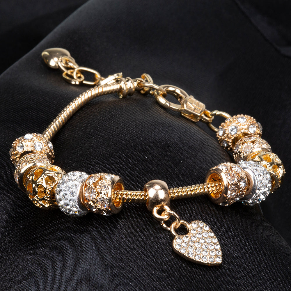 Arany tónusú Emporia Ötvözetű Karkötő Fehér Emporia® Kristállyal 3 