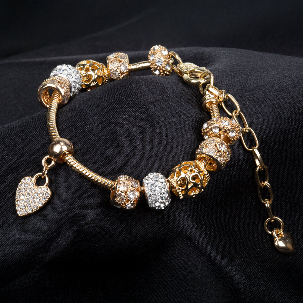 Arany tónusú Emporia Ötvözetű Karkötő Fehér Emporia® Kristállyal