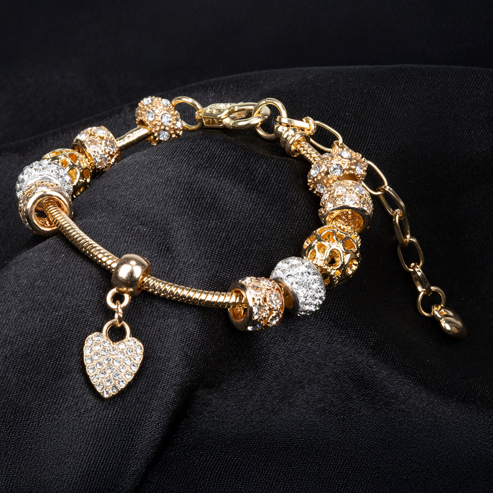 Arany tónusú Emporia Ötvözetű Karkötő Fehér Emporia® Kristállyal 5 