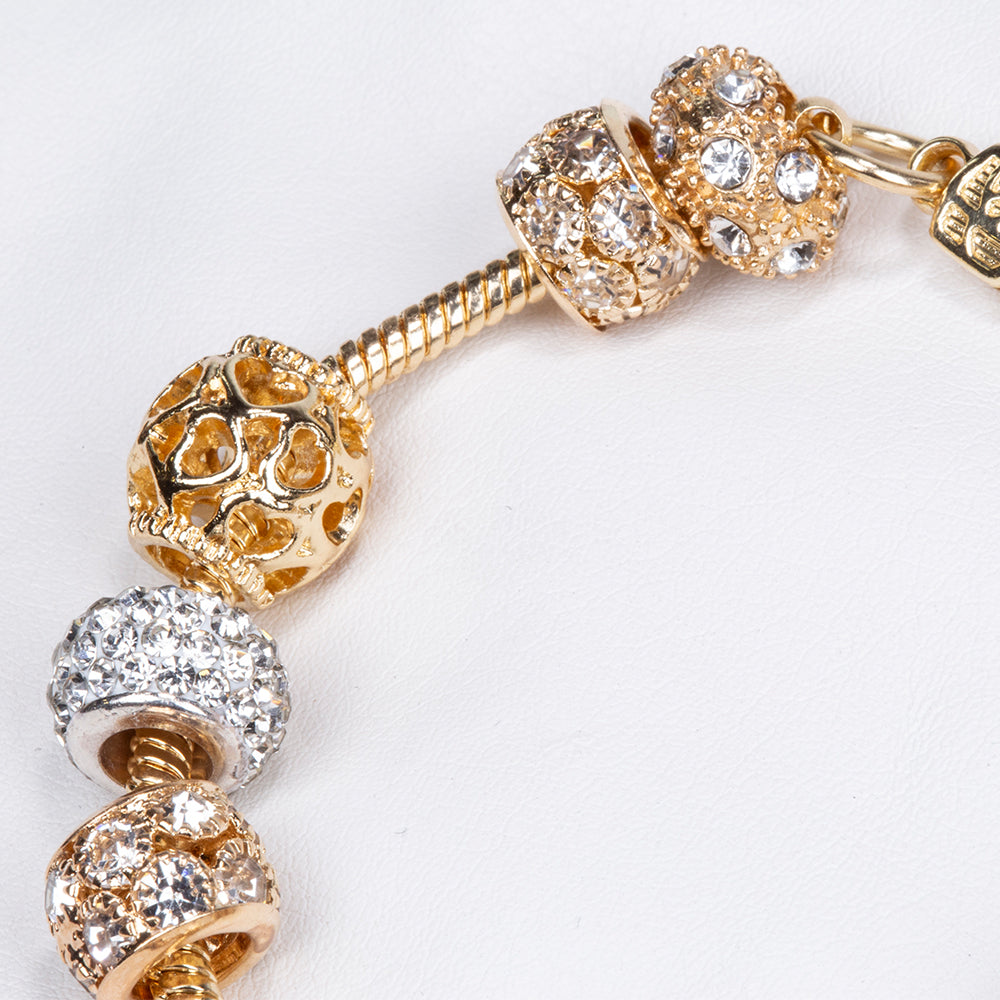 Arany tónusú Emporia Ötvözetű Karkötő Fehér Emporia® Kristállyal 6 