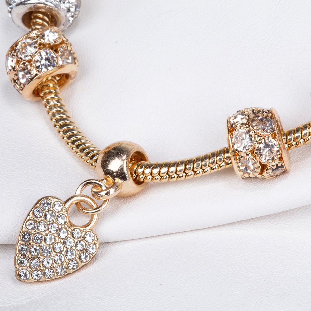 Arany tónusú Emporia Ötvözetű Karkötő Fehér Emporia® Kristállyal 7 