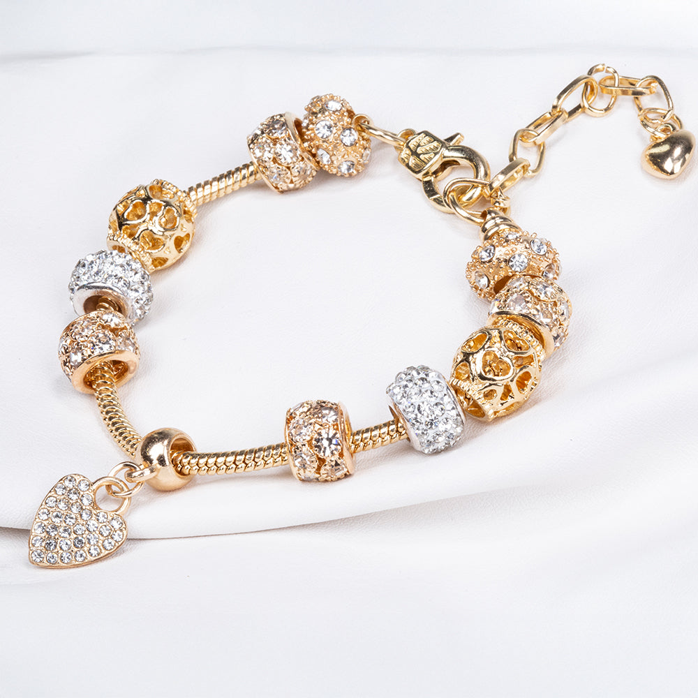 Arany tónusú Emporia Ötvözetű Karkötő Fehér Emporia® Kristállyal 8 