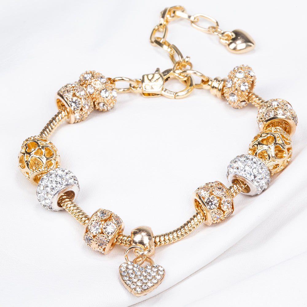 Arany tónusú Emporia Ötvözetű Karkötő Fehér Emporia® Kristállyal 9 