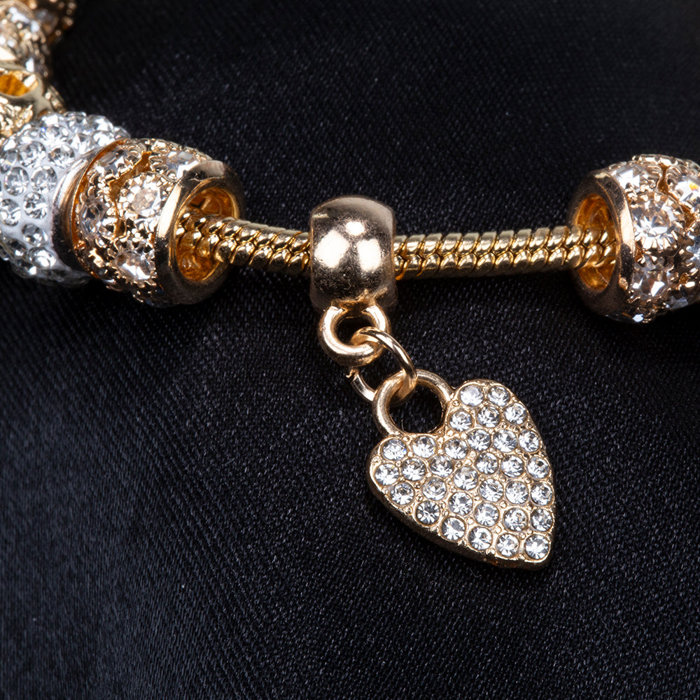 Arany tónusú Emporia Ötvözetű Karkötő Fehér Emporia® Kristállyal 12 