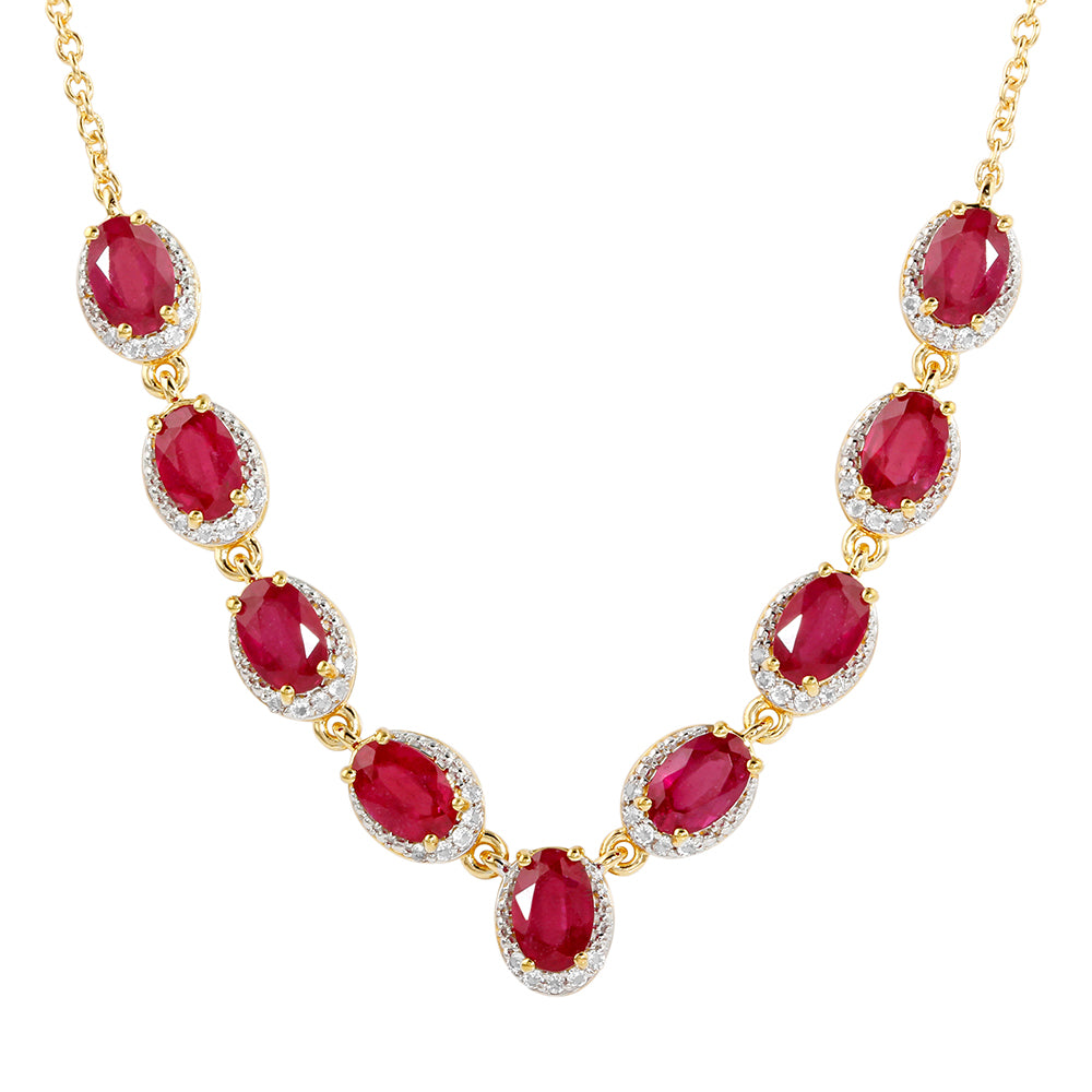 Arannyal Bevont Ezüst Nyaklánc Thai Rubinnal és Fehér Topázzal 1 