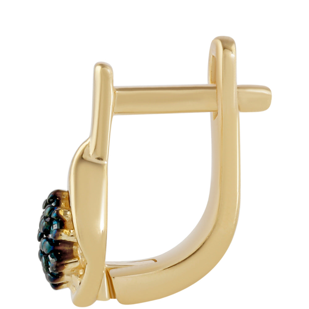 Arannyal Bevont Ezüst Fülbevaló Kék Gyémánttal 2 