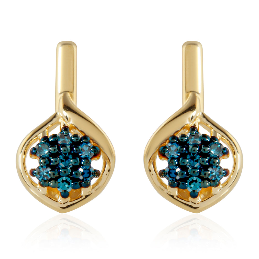 Arannyal Bevont Ezüst Fülbevaló Kék Gyémánttal 1 