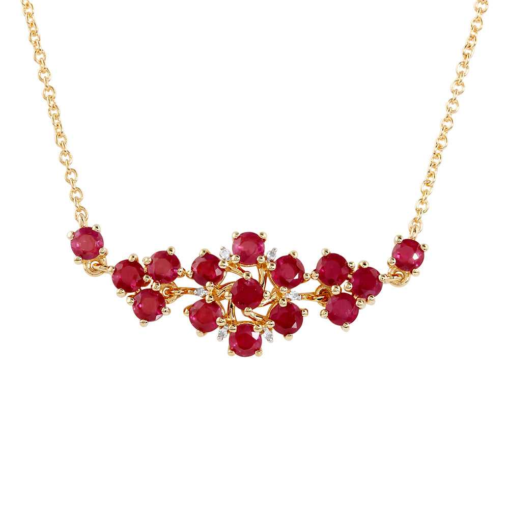 Arannyal Bevont Ezüst Nyaklánc Thai Rubinnal és Fehér Topázzal